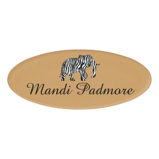 Badge D'identification Elephant avec Zebra Stripes + vos idées (Devant)