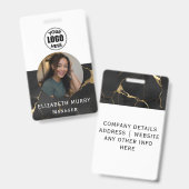 Badge d'identification employé en marbre noir élég (Avant & arrière)