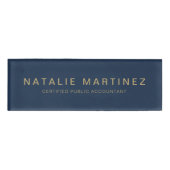 Badge D'identification Employé Magnétique Professionnel Marine Bleu Et Or (Devant)