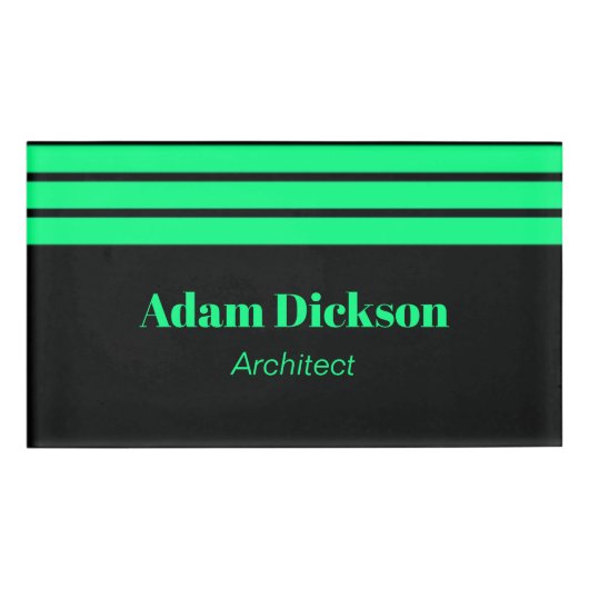 Badge D'identification Employé noir rayures vert néon (Devant)