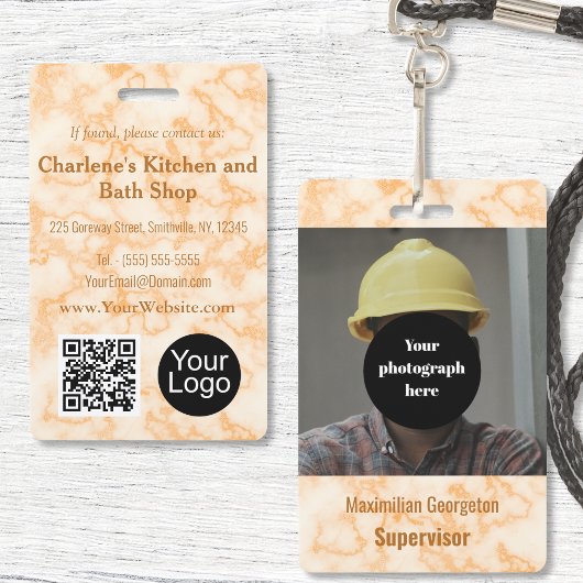 Badge d'identification en marbre Faux Orange