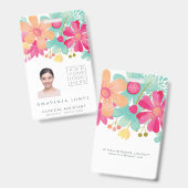 Badge d'identification en plastique floral pour fe (Avant & arrière)