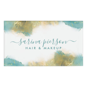 Badge D'identification Encre D'Aquarelle Liquide D'Art Moderne turquoise