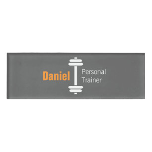 Badge D'identification Entraîneur Personnel de Fitness Moderne Gris Nom d