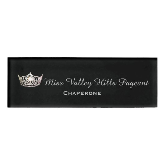 Badge D'identification Étiquette argentée de nom de rectangle de couronne (Devant)