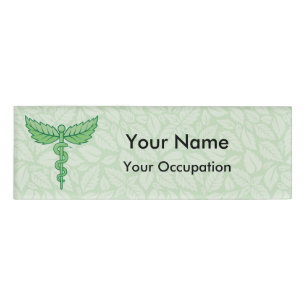 Badge D'identification Étiquette Caduceus avec nom feuille