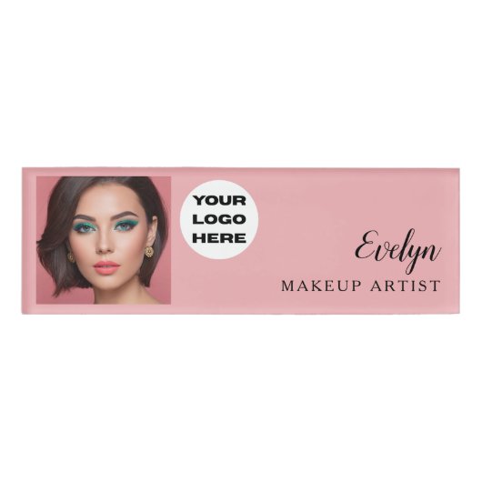 Badge D'identification Étiquette de nom de maquillage photo Logo Script R (Devant)