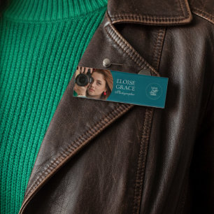 Badge D'identification Étiquette de nom de photographe de photo de logo m