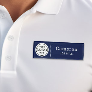 Badge D'identification Étiquette d'employé bleu marine Logo de société mo