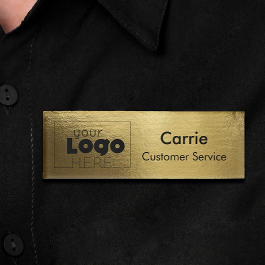Badge D'identification Étiquette du logo de l'entreprise Glossy Gold Nom 