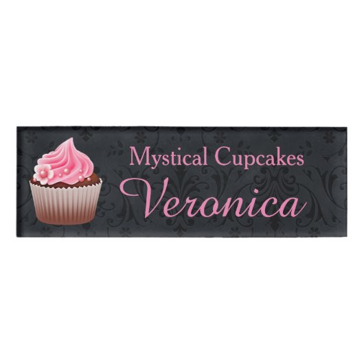 Badge D'identification Étiquette noire et rose de nom de boulangerie de (Devant)