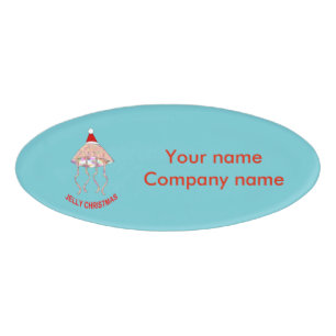 Badge D'identification Étiquette Nom personnalisé de la méduse de Noël