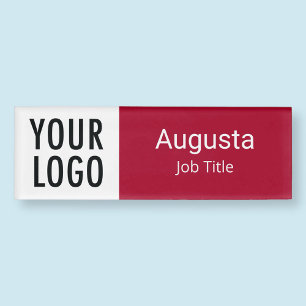 Badge D'identification Étiquette nominative en acrylique rouge Logo magné
