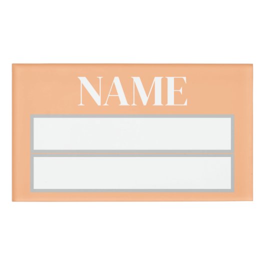 Badge D'identification Étiquette Pastel Orange Carré (Devant)