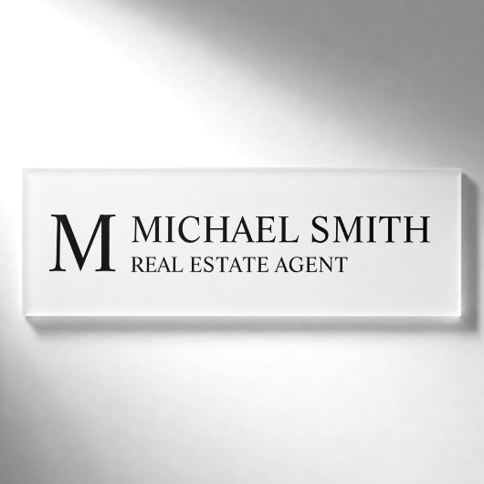 Badge D'identification Étiquette professionnelle personnalisée Monogramme (Devant)