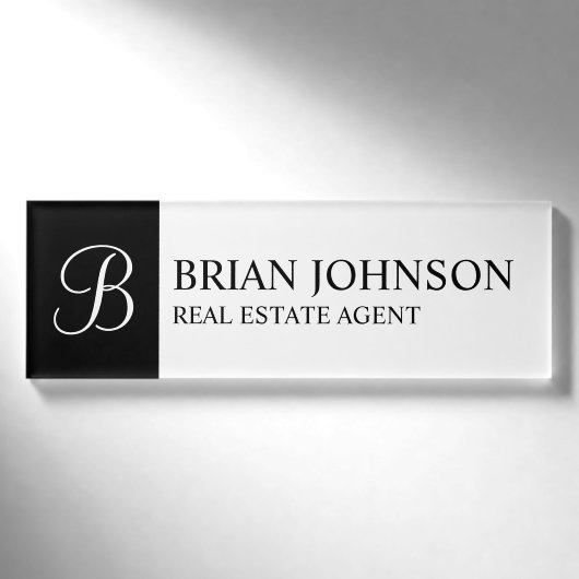 Badge D'identification Étiquette professionnelle personnalisée Monogramme (Devant)