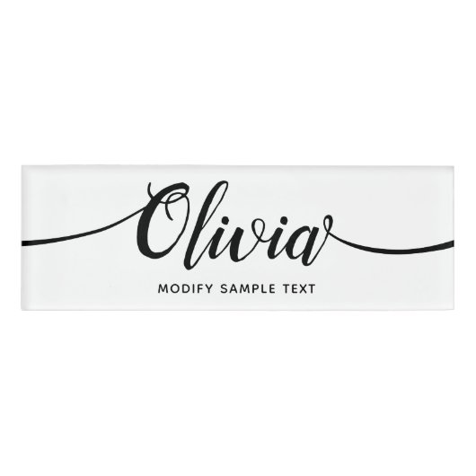 Badge D'identification Étiquette Script Calligraphy Salon Spa Nom de l'em (Devant)
