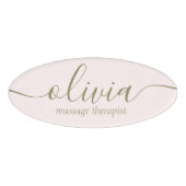 Badge D'identification Étiquette Signature Script Spa de salon rose (Devant)