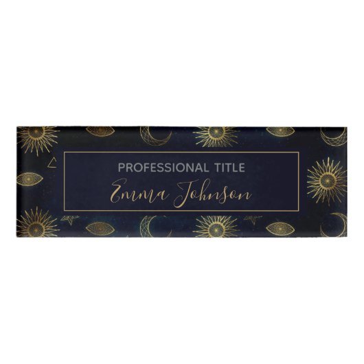 Badge D'identification Étoiles célestes Blue Gold Sun Moon (Devant)