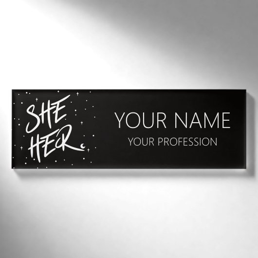 Badge D'identification Étoiles Elle Ses Pronounes (Devant)