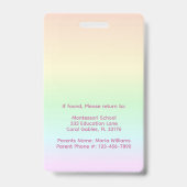 Badge d'identification étudiant arc-en-ciel pastel (Arrière)