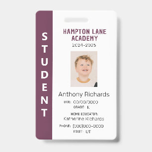 Badge d'identification étudiant école à la maison 