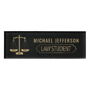Badge D'identification Étudiant en droit - échelles de justice - noir e