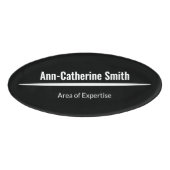 Badge D'identification Expertise professionnelle moderne Noir Blanc Oval (Devant)