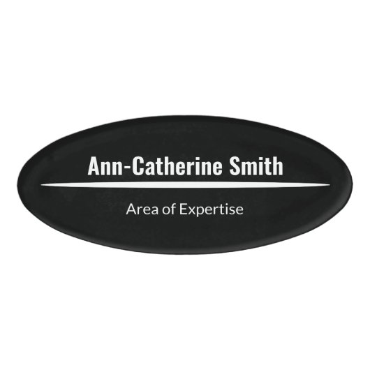Badge D'identification Expertise professionnelle moderne Noir Blanc Oval (Devant)