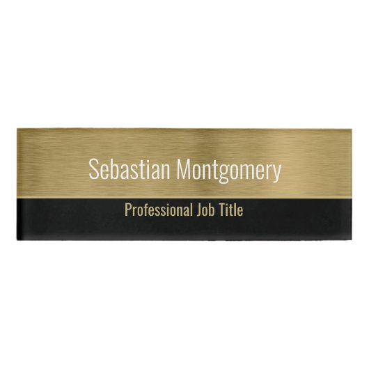 Badge D'identification Faux Metallic Professional Brossé Gold Modèle (Devant)