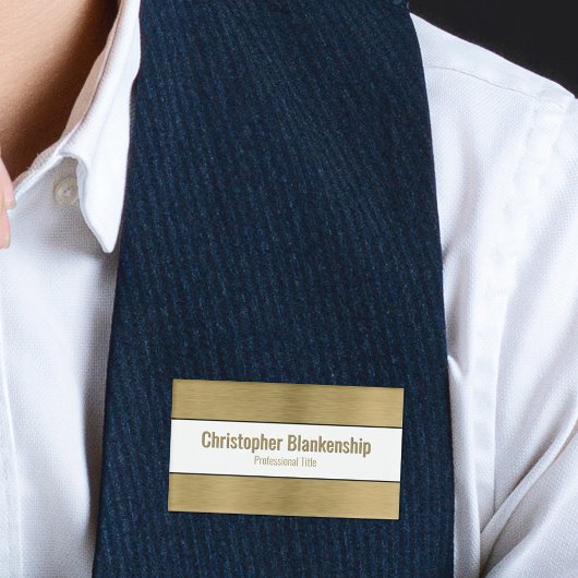 Badge D'identification Faux Metallic Professional Brossé Gold Texte noir