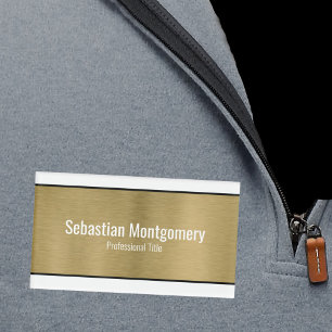 Badge D'identification Faux Metallic Professional Brossé Gold Texte noir