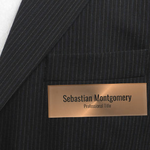 Badge D'identification Faux professionnel Cuivre Métallo avec texte noir