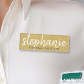 Badge D'identification Fille Gold Foil Impression - Nom énorme Script et 