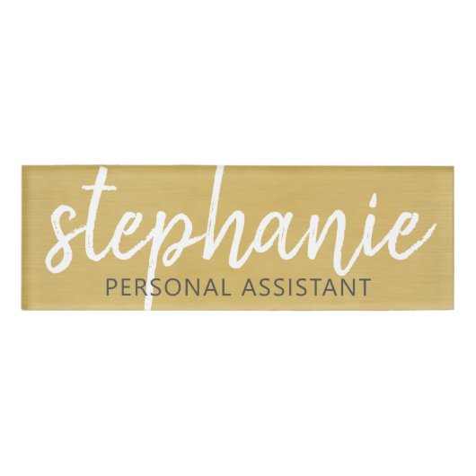 Badge D'identification Fille Gold Foil Impression - Nom énorme Script et  (Devant)