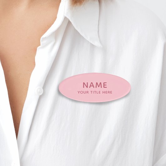 Badge D'identification Fille personnalisée Blush Pink Simple Basic Titre