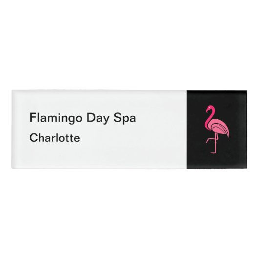 Badge D'identification Flamant rose rose tropical Spa Nom de l'employé B (Devant)