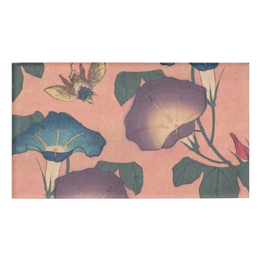 Badge D'identification Fleur d'abeille rose Art classique Hokusai (Devant)