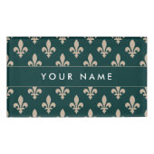 Badge D'identification Fleur de Lis Motif, Français, Royal, Crème, Vert (Devant)