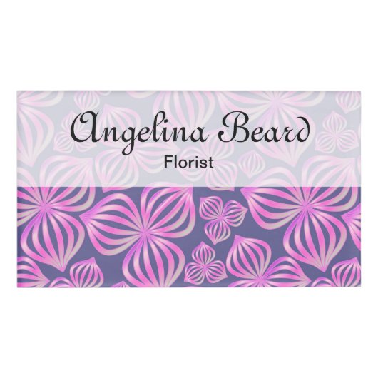 Badge D'identification Fleurs abstraites bleu rose transparent + vos idée (Devant)