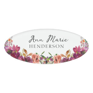 Badge D'identification Fleurs aquarelles de fleurs sauvages