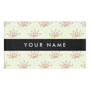 Badge D'identification Fleurs bleues et rouges, noires, votre nom