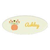 Badge D'identification Fleurs d'action de grâces en Citrouille Nom person (Devant)