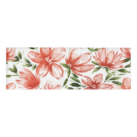 Badge D'identification Fleurs d'aquarelle rouge (Devant)
