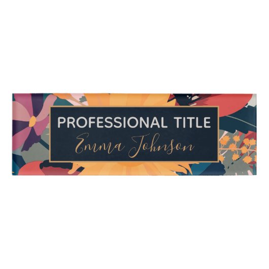 Badge D'identification Fleurs de soleil modernes Floral Automne Couleurs (Devant)