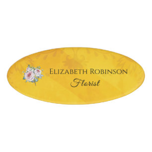 Badge D'identification Fleurs Nom de l'employé Floriste d'entreprise