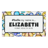 Badge D'identification Fleurs Rétro Mignonnes Bonjour Mon Nom Est Infirmi (Devant)