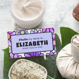 Badge D'identification Fleurs Rétro Mignonnes Bonjour Mon Nom Est Infirmi