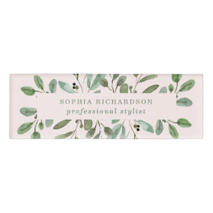 Badge D'identification Foliage minimaliste Rose pâle