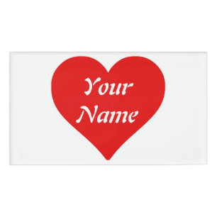 Badge D'identification Forme de cœur rouge amour classique minimalisme